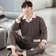Wei Jie Pure Cotton Pyjamas für Männer im Winterherbst- und Winter-Herren-Pyjamas verdickten Zwischenschicht-Baumwoll-Herrenanzug mittleren Alters und älterer Männermodell P3878 Big Red Cotton 3L [180-210jin [Jin gleich 0,5 kg]]