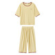 
Zuoxi children's pajamas boys summer clothing 2025 new summer boys home clothing set air conditioning suit light yellow 160