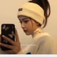 Jincheng Yang Chaoyue's same wide-brimmed headband autumn and winter sports knitted wool confinement headband women's warm headscarf headband letter headband beige