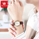 OLEVS (OLEVS) Swiss certificados Diez relojes Top Diez para Women Temperamento mecánico completamente automático Temperamento simple Reloj de mujeres Luz de lujo Luxury Small Belt 6629 Versión mejorada de cuero marrón Gran grabado para mujeres