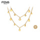 FENS Jewelry 18K Gold Necklace Women's Water Drop Pure Desire Necklace Colored Gold Chain Birthday Gift Small Water Drop Necklace