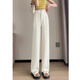 Cotton high waist wide-leg pants for women in spring and autumn and summer new loose and versatile trendy casual pants for women straight suit trousers 692 black 29.5 [high quality] M 96-111Jin [Jin equals 0.5 kg]