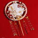Qiyu Braut Mitgift Runde Fan Hochzeit Fan xi Hochzeit Neues chinesisches Stil Hochzeit Hand Haltet XiUhe Fan zu Bestie Hochzeitsvorräte rotes Fertigprodukt + Geschenkbox + Drachen-Form-Lüfterregal