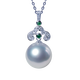 Mohs South Sea white bead pendant, seawater pearl, perfect round, flawless, extremely bright quality, 18K gold set with diamond, emerald, lucky emerald, Australian white pendant, customized white bead pendant 15-16mm