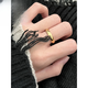 Menbin 24ki gold ring couple loach back glossy ring live mouth ring 999 gold men and women 3D hard gold glossy ring 2.98g