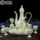 Hongying Ceramics Jingdezhen Chinese Antique Ancient Liquor Set Ceramic Small Wine Glass Goblet One-cup Wine Pitcher Wine Cup Yellow Wine Cup with Tray Gift Box Lilac Wine Set 10 Cups 1 Pot 1 Tray