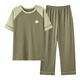 Palando Pyjamas Herrener Baumwoll Sommer 2024 neuer Stil für junge Studenten kurzärmelig dünne Frühlings- und Herbst-Herren-Home-Kleidung Set 09M13601 Hosen xxl