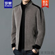 Romon ROMON brand high-end chenille jacket for men thickened autumn and winter stand collar wool jacket 2022 middle-aged casual warm men's clothing new product 9902 black 170