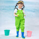 Shanye children's water play one-piece waders kindergarten waterproof clothes for catching the sea children's rain boots men and women fishing rain pants beach children's pink overalls with pockets size 21/27 (shoe inner length 14.5cm)