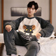 Antarctic Men's Pajamas Men's Autumn and Winter Plus Velvet Thickened Pullover Flannel Home Clothes Can Be Weared Outside Pajamas Cartoon XL