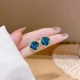 Jiuweiya 925 silver needle pearl earrings women's new flash diamond temperament Korean personality simple and versatile earrings net red trendy earrings JYD0178 blue three-dimensional earrings