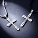 Misu PT950 platinum cross pendant for men and women, car flower glossy platinum necklace pendant birthday gift (glossy) 8.3-8.5g + with leather cord
