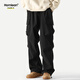 Pantalones de trabajo de paracaidismo funcional americano de homlean Nicho suelto de primavera y verano Nicho de senderismo informal S6603 Negro 3xl