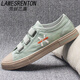 
LAWESRENTON brand canvas shoes men's 2025 summer new breathable trendy shoes casual board shoes one-foot lazy shoes men's shoes khaki 40