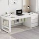 Jiajialin computer desk desktop home with drawer bookshelf integrated simple modern desk student office study table stable upgrade warm white 140cm