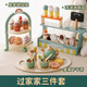 Yunya Children's House jouant des jouets et des gâteaux de dessert vendant un ensemble de thé à la crème glacée en bois