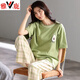 Yalu-Pyjamas für Frauen im Sommer Pure Cotton Kurzärmerhosen im Sommer 2024 Neue Frühlings- und Herbst-Sommer-Heimkleidung Set 7374 m [Empfohlen 80-105 Jin [Jin Equals 0,5 kg]]
