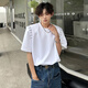 
Zhidou Dou Dou's handsome shoulder pad T-shirt for men's summer hair stylist trendy short-sleeved niche design five-point half-sleeved cd1047 white one size m