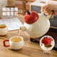 Modern Housewife Teapot Set Moving to a New Home Engagement Wedding Birthday Moving Gift Wedding Tea Set 2025 New Red Apple Ceramic Teapot Set 1 Pot 4 Cups with Tray Housewarming Gift