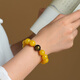 Red Shadow Authentic Yellow Agate Patron Saint Bracelet Wenwan Buddhist Beads Women's Crystal Zodiac Buddha Bracelet Men's Couple Yellow Agate Bracelet 14mm Zodiac Rat Thousand Hands