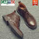 Cartelo Martin Boots Herrenherbst- und Winter High-Top-Schuhe Trendy Leder Britisch-Stil kurze Stiefel neue Plüschmitte Retro-Arbeitsstiefel Brown <Middle Top Style> 41