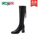 Botas de cuero de cartelo para mujeres 2025 Otoño e invierno Nuevas botas de caballero alto de tacón alto botas de suela blanda alta alta alta 9926 beige 34