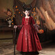 Xiao Ka Yi Nong Halloween children's costume girl dress character little girl dance cosplay witch vampire costume Halloween burgundy costume + hat + shawl 140