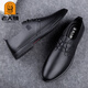 Elderly men's scalp shoes, fashionable and versatile, casual men's leather shoes, genuine leather soft sole comfortable shoes, men's Korean style trendy business men's shoes, black glossy 41