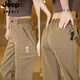 
JEEP SPIRIT Tennis casual pants men's versatile loose breathable wide-leg pants men's summer ice silk floor straight pants 1048 gray 3XL