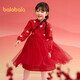 Balabala children's clothing girls dress children's skirt knitted mesh 2025 spring princess dress new year 209125111001