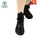 Specht gebrochene Größe echte Lederwolle Schneestiefel Frauen 2025 verdicken Baumwollschuhe Mode Absatz Dicke Sohle Kurzstiefel Schwarz (Frühling und Herbst Single) 35