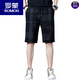 ROMON Summer Thin Ice Silk Casual Shorts Men 2024 Summer Loose Straight Men's Mid-Pants Men's Five-Clip Pants 1585 Black 28