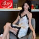 浪莎（LangSha）冰雪丝带胸垫吊带睡裙女夏季礡款冰丝睡衣新款感凉感家居服 D11964 M 【适合80斤-100斤】