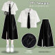 
Yimuqi Korean retro college style girls suit 2023 summer sweet and cool suit female students Korean style loose college style lining black shirt + work skirt 1389# XS suggested 80Jin [Jin equals 0.5 kg] below