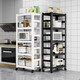 Meiyilai Steel Kitchen Storage Rack Rack Stroth Multived Multi-couche Rack Rack Courtrowave four Microwave Four Rangement avec roues Roues amovibles 5 couches 160 m de carbone élevé épaissis, colonne de passage à roues 12050 cm