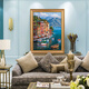 Landschaftsmalerei von Portofino Town, Diqi, Eingang, dekoratives Malerei, handbemaltem Ölmalerei, Korridor, Korridor, hängende Malerei, Esszimmer Wandmalerei 692 Gold Massivholz Rahmen 100x180