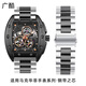 Guangku is suitable for Mark Huafei hollow mechanical watch strap for men's fashionable stainless steel Milanis magnetic FW-6180 metal 20 steel belt 22mm bracelet business model black double-sided rose gold three-plant strap 22mm wide Mark Huafei strap