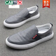 卡帝乐鳄鱼（CARTELO）新款一脚蹬休闲帆布鞋春夏季百搭透气男鞋乐福鞋低帮套脚布鞋男