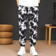 World Model Fashion Chinese Style Men's Pants Loose Wide Legs Blossoms Ancient Style Dragon Pattern Print Thin Ice Silk Casual Harem Pants C321-Picture Color 3XL