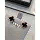 Quality 18k gold earrings rose gold four-leaf clover earrings for women natural carnelian 1.5cm medium rose gold black onyx earrings