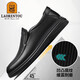 Alter Mann Kopf (Laorentou) Lederschuhe Herrenschuhe Business Casual Schuhe Low Top-Layer Cowhide Leder Hülle Fuß Polyurethan Sohle Slip-resistenter fauler Leute Kick Dad Schuhe La12158 Black 43