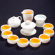 Jingcizhai Mutton Fat Jade White Porcelain Kung Fu Tea Set Home Light Luxury High-End Ceramic Covered Bowl Tea Cup New Complete Set Gold Painting-White Bean Fat Jade Covered Bowl 9-Head Perfect Cup