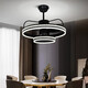 Zimmerlüfterlichter Schlafzimmer Wohnzimmer Esszimmer Guangdong Zhongshan Ancient Town Lampe nordisch kreatives stiller Lüfter Licht minimalistisch 9195 Schwarz absorbierende Drei-Farben-Licht-Veränderung Fernbedienung