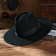 Kui Ying Oppenheimer hat same style big brim gentleman British retro wool Panama hat wide brim suit jazz hat classic black M (56-58cm suitable for 85% of head circumference)