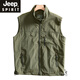 Jeep Spirit Outdoor Multi-Función Vest Menores de verano 2025 Summer delgado transpirable resistente al agua Collar Chaqueta de chaleco casual Summer Khaki verde L