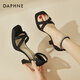 Daphne high heel sandals for women 2025 summer new one-liner straps for outer wear rhinestone temperament fashion shoes for women versatile women shoes black 37