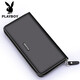 Playboy (Playboy) Menora de billetera para hombres Top Cow Wide Cowhide Long Zipper Bag Long Capacidad Posición de múltiples tarjetas Classic Black [Modelo clásico]