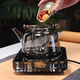 Full-length heat-resistant glass teapot, wooden handle and handle, steaming all-in-one, light luxury high-end electric ceramic stove tea maker, making tea around the stove, wood grain handle and handle kettle ash + Fuxitang silent pottery stove