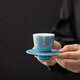 SUSHI CERAMICS enamel palace-style ceramics personal tea cup saucer gift box souvenir (blue) J1059
