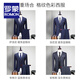 ROMON suit men's British style business casual professional slim formal groom wedding dress plaid small suit two-piece set-028 navy blue fine plaid 2XL size (plus 8 gifts)